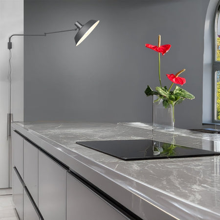 Braccio parete snodabile orientabile Trio Lithing BOLDER 200300132 E27 LED metallo nero industriale