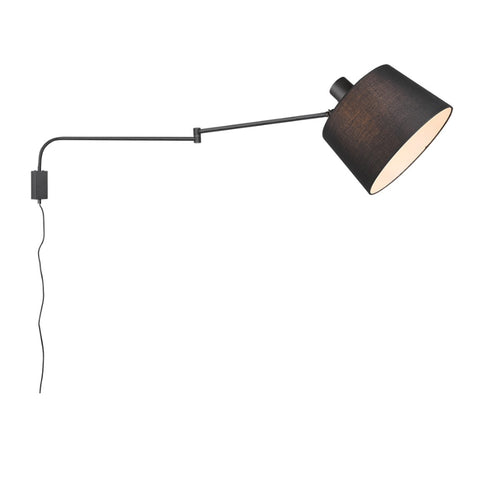 Braccio parete snodabile orientabile Trio Lithing BALDO 200600132 E27 LED metallo nero paralume tessuto