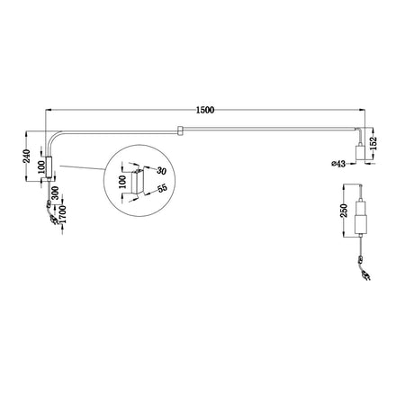Braccio parete snodabile orientabile Trio Lithing LINE 200200132 E27 LED metallo nero