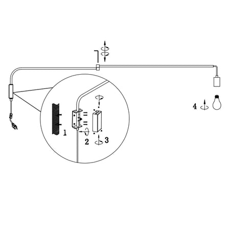 Braccio parete snodabile orientabile Trio Lithing LINE 200200132 E27 LED metallo nero