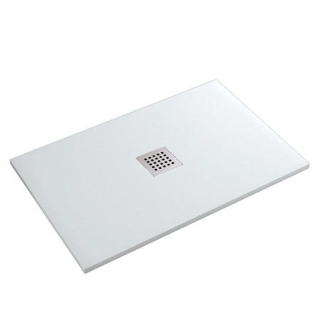 Piatto doccia in marmo resina effetto pietra con foro centrale Bianco Chic