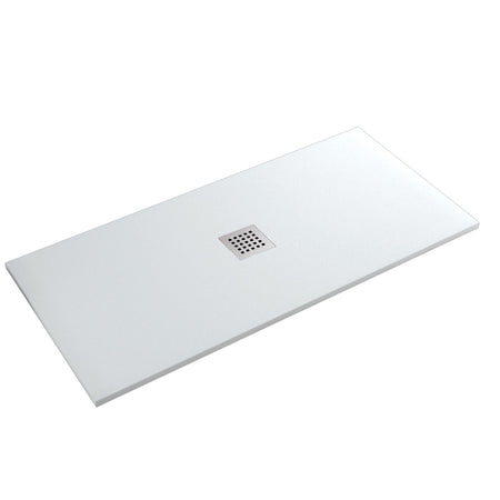 Piatto doccia in marmo resina effetto pietra con foro centrale Bianco Chic