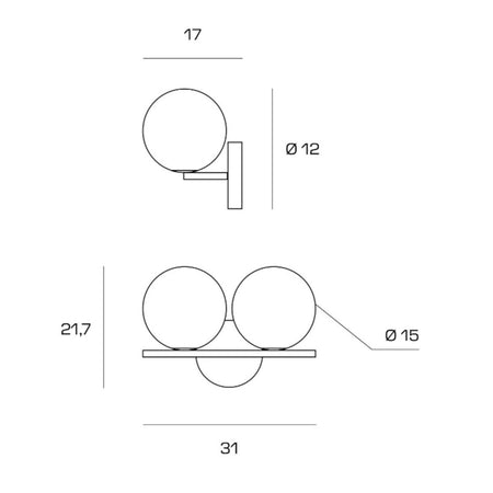 Applique moderna Miloox JUGEN 1744 208 E27 LED metallo vetro