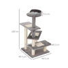 Tiragraffi Gatti H 100cm con Lettino Rotondo, Pali in Sisal, Rivestimento Peluche