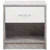 Comodino Bicolore 1 Cassetto e Ripiano Inferiore Design Moderno H41cm Bianco Cemento