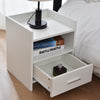 Mobile Comodino in Legno Bianco 1 Cassetto 2 Ripiani Salvaspazio 35x38H45 cm