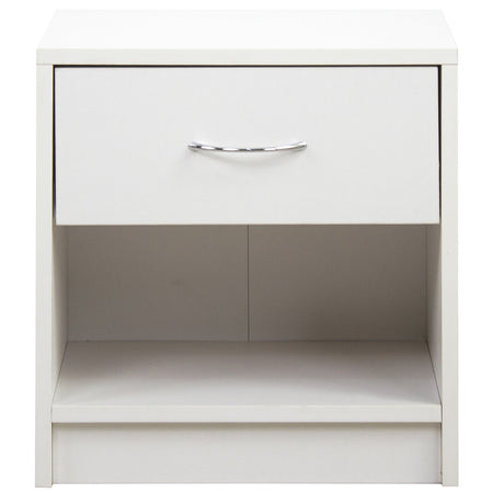 Comodino in Legno 1 Cassetto e Ripiano Inferiore Design Moderno H41cm Bianco