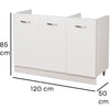 Mobile Cucina Sottolavello Componibile in Legno Colore Bianco con 3 Ante 120cm