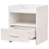 Mobile Comodino in Legno Bianco 1 Cassetto 2 Ripiani Salvaspazio 35x38H45 cm