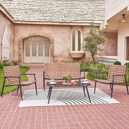 Arredamento da Giardino 4posti 2Poltrone Divano Tavolino in Polyrattan Resistente