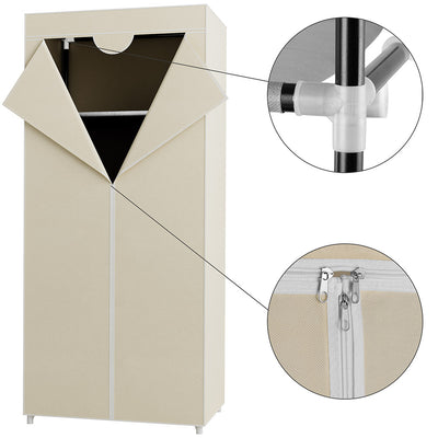 Armadio in Tessuto TNT Guardaroba Appendiabiti con Ripiano 70x46H160 cm Beige