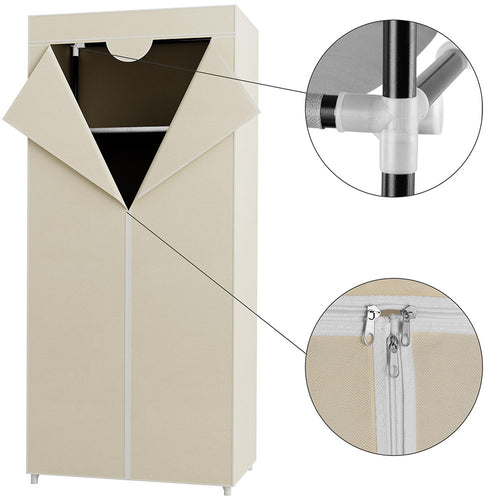 Armadio in Tessuto TNT Guardaroba Appendiabiti con Ripiano 70x46H160 cm Beige
