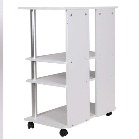 Mobile TV in Legno con 4Ruote e 3 Ripiani Carrello Porta Televisore Moderno Bianco