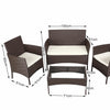 Set da Giardino 4pz in Polyrattan 2 Poltrone 1 Tavolino 1 Divano uso Esterno Marrone