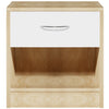 Comodino Bicolore 1 Cassetto e Ripiano Inferiore Design Moderno H41cm Bianco Quercia