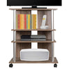 Mobile TV in Legno con 4Ruote e 3 Ripiani Carrello Porta Televisore Moderno Beige