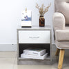 Comodino Bicolore 1 Cassetto e Ripiano Inferiore Design Moderno H41cm Bianco Cemento