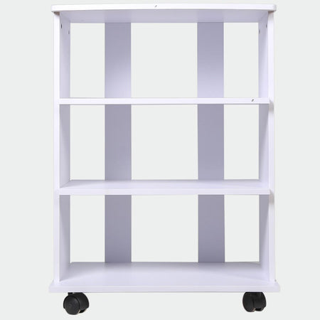 Mobile Multiuso in Legno Nobilitato 3 Ripiani e 4 Ruote Bianco 60x45 H80cm