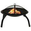 Braciere e Barbecue 2 in 1 con Attizzatoio 56x56x49 cm Acciaio per Esterno Nero