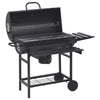 Barbecue per esterno a Barile con Ruote e Ripiani Acciaio Nero 115x85x95 cm