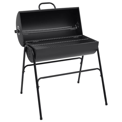 Barbecue a Barile 2 Griglie di Cottura Nero 80x95x90 cm Acciaio per Esterno