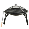 Braciere e Barbecue 2 in 1 con Attizzatoio 56x56x49 cm Acciaio per Esterno Nero