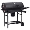 Barbecue per esterno a Barile con Ruote e Ripiani Acciaio Nero 115x85x95 cm