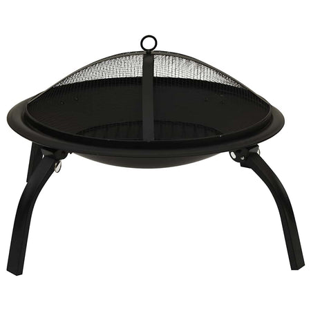 Braciere e Barbecue 2 in 1 con Attizzatoio 56x56x49 cm Acciaio per Esterno Nero