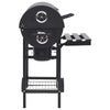Barbecue per esterno a Barile con Ruote e Ripiani Acciaio Nero 115x85x95 cm