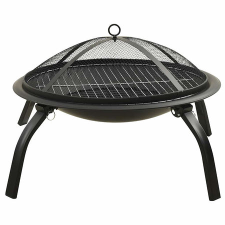 Braciere e Barbecue 2 in 1 con Attizzatoio 56x56x49 cm Acciaio per Esterno Nero