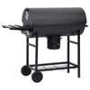 Barbecue per esterno a Barile con Ruote e Ripiani Acciaio Nero 115x85x95 cm