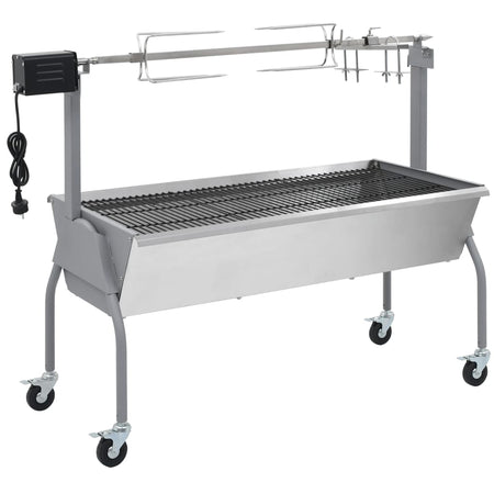 Barbecue XL a Carbone con Griglia e Girarrosto Elettrico con Altezza Regolabile