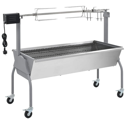 Barbecue XL a Carbone con Griglia e Girarrosto Elettrico con Altezza Regolabile