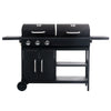 Barbecue Combinato Carbone e Gas 3 Fuochi in Acciaio Verniciato Griglia Smaltata