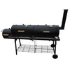 Barbecue con Affumicatore Nevada XL Nero Manici Legno Ruote e 2 ripiani