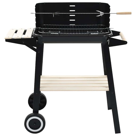 Barbecue in Acciaio Mobile a Carbonella con Ruote Braciere 55x33 cm Nero