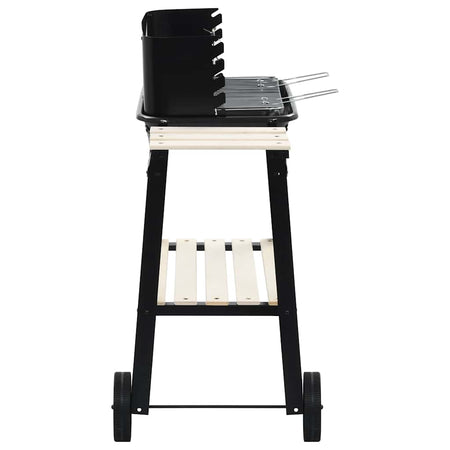 Barbecue in Acciaio Mobile a Carbonella con Ruote Braciere 55x33 cm Nero