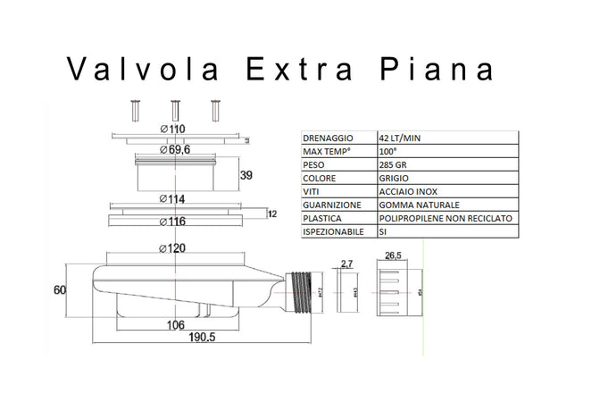 Piatto doccia in marmo resina effetto pietra con foro centrale Tortora Chic