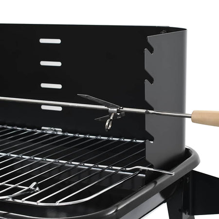 Barbecue in Acciaio Mobile a Carbonella con Ruote Braciere 55x33 cm Nero