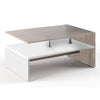 Tavolino Soggiorno 90x59.5x42cm Design Moderno Legno MDF 2 Ripiani Bianco Quercia