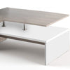 Tavolino Soggiorno 90x59.5x42cm Design Moderno Legno MDF 2 Ripiani Bianco Quercia