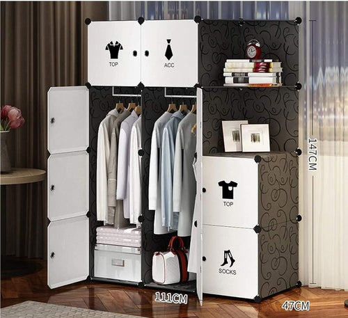 Armadio Modulare Salvaspazio 12 Cubi ( 2 Ante Appendiabiti) 111 x 47 H 145cm