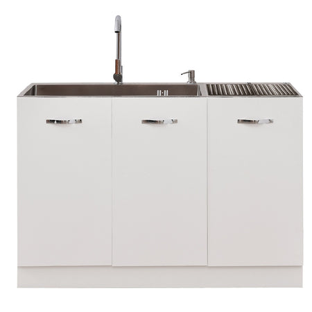 Mobile Cucina Sottolavello Componibile in Legno Colore Bianco con 3 Ante 120cm