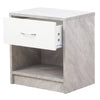 Comodino Bicolore 1 Cassetto e Ripiano Inferiore Design Moderno H41cm Bianco Cemento