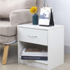 Comodino in Legno 1 Cassetto e Ripiano Inferiore Design Moderno H41cm Bianco