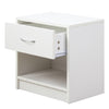 Comodino in Legno 1 Cassetto e Ripiano Inferiore Design Moderno H41cm Bianco