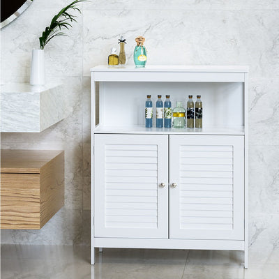 Mobile in Legno 60x30 H 80cm Bagno Camera Ingresso Salvaspazio 2Ante 1Vano Bianco