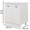 Mobile Cucina Base 2 Ante Componibile in Legno Colore Bianco 80x50 H85cm
