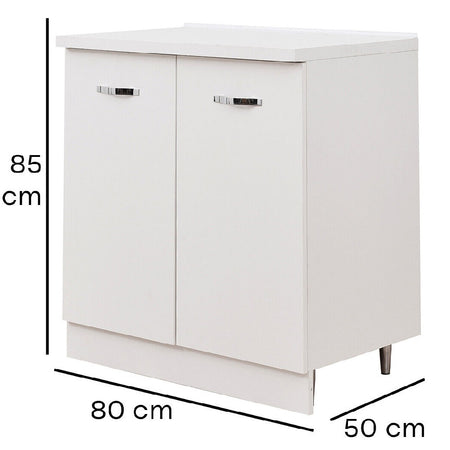 Mobile Cucina Base 2 Ante Componibile in Legno Colore Bianco 80x50 H85cm