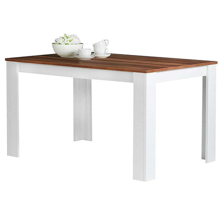 Tavolo per Sala da Pranzo Fisso 120x80 H74cm Bianco e Top 18mm Noce Moderno